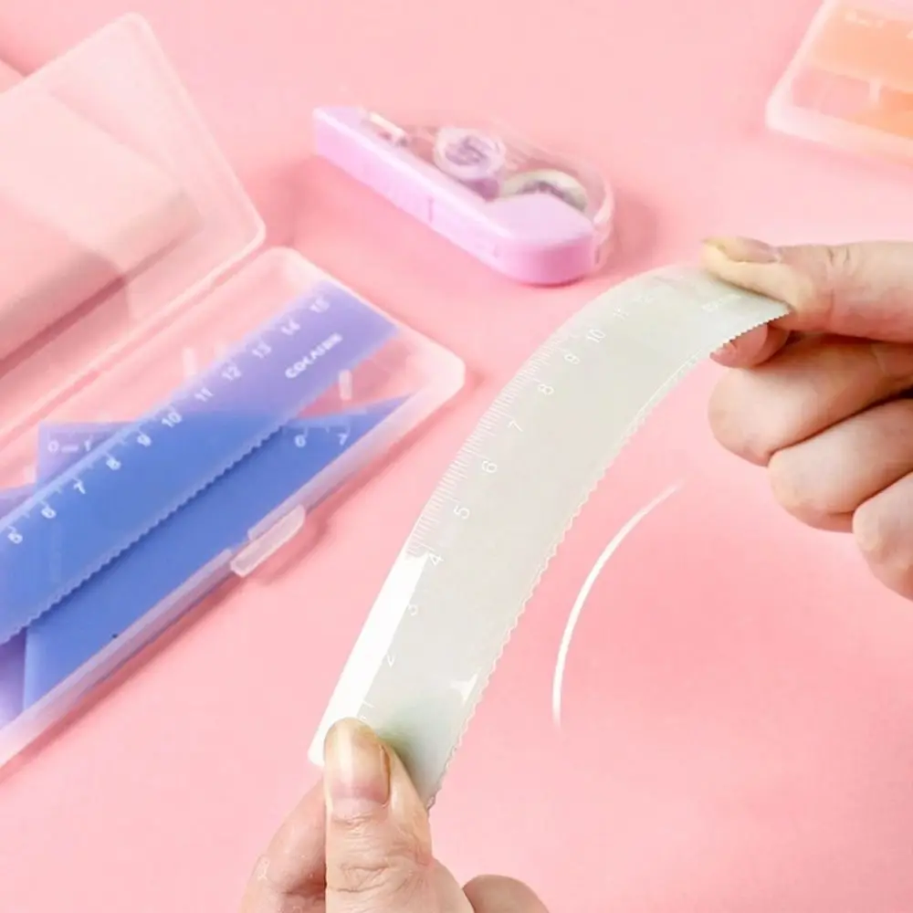 4 قطعة مجموعة مسطرة بلاستيكية جديدة لون الحلوى القرطاسية الثلاثي حاكم 15 سنتيمتر اللوازم المدرسية أداة الرسم