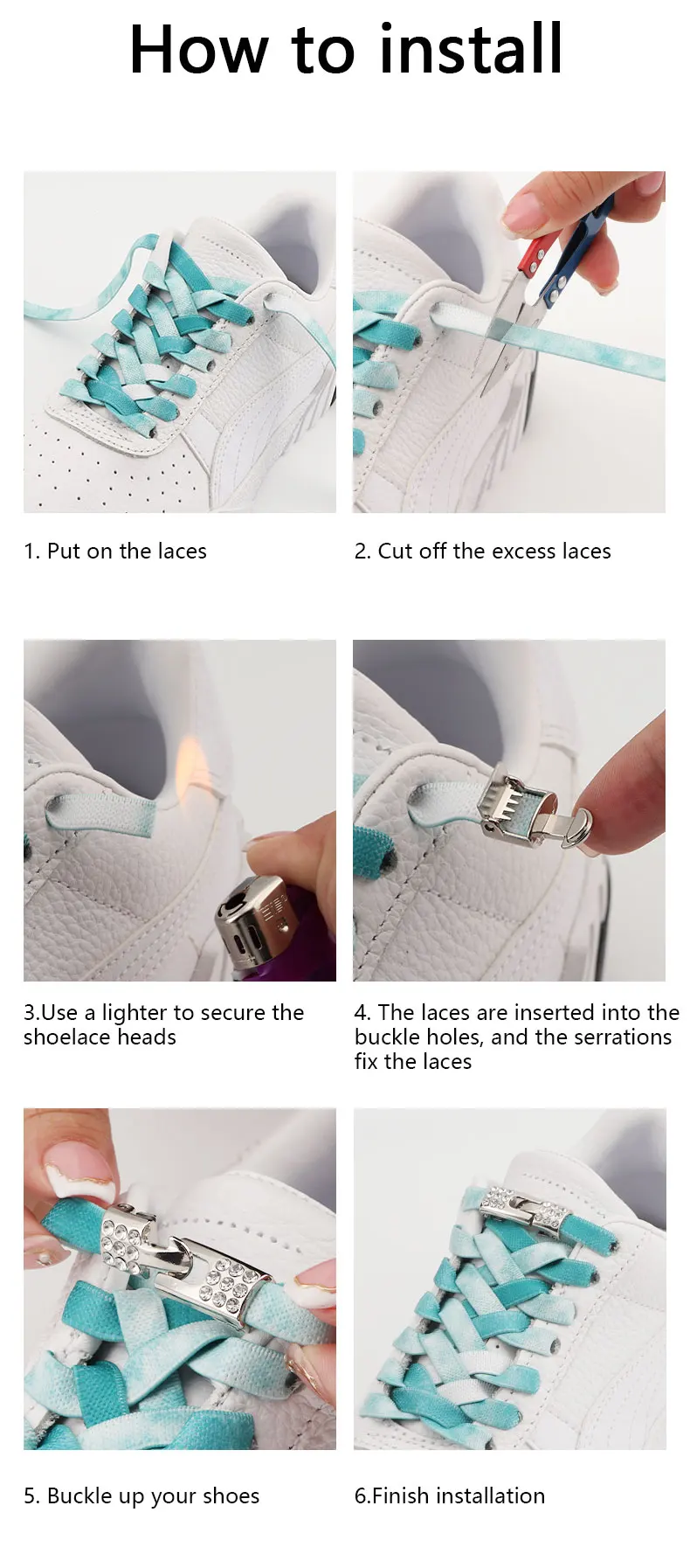 Diamant-Kreuzschloss-Schnürsenkel, Regenbogenfarbene, elastische, flache Schnürsenkel für Sneaker, ohne Schnürsenkel, für Kinder und Erwachsene, Gummibänder, Schnürsenkel – Detail 7