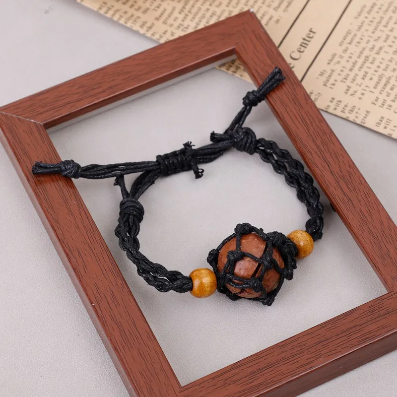 Wax Touw Geweven Kleuren Stenen Armband Hanger Ketting Net Zak Holle Handgemaakte Sieraden Mannen Dezelfde Stijl Zonder Edelstenen