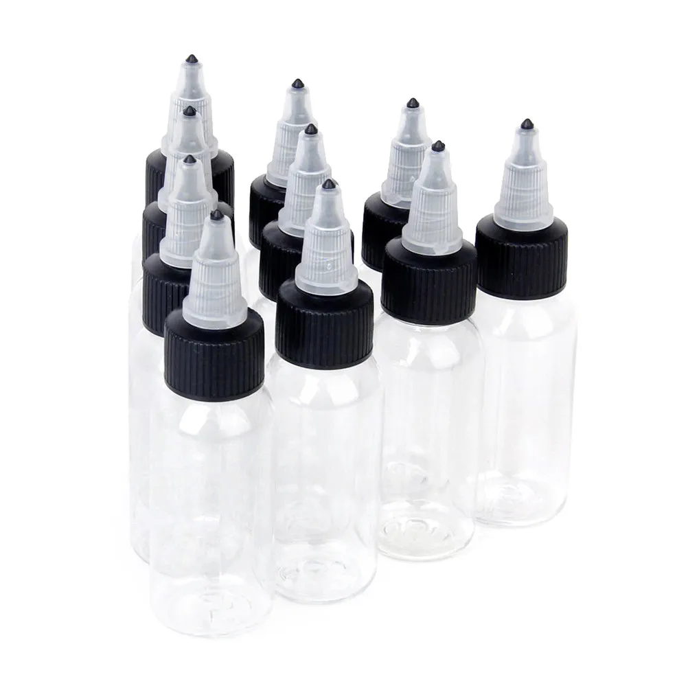 10Pcs 90ml Clear Plastic Tattoo Ink Bottles Empty Pigment Storage Containers Leakproof Tight Seal