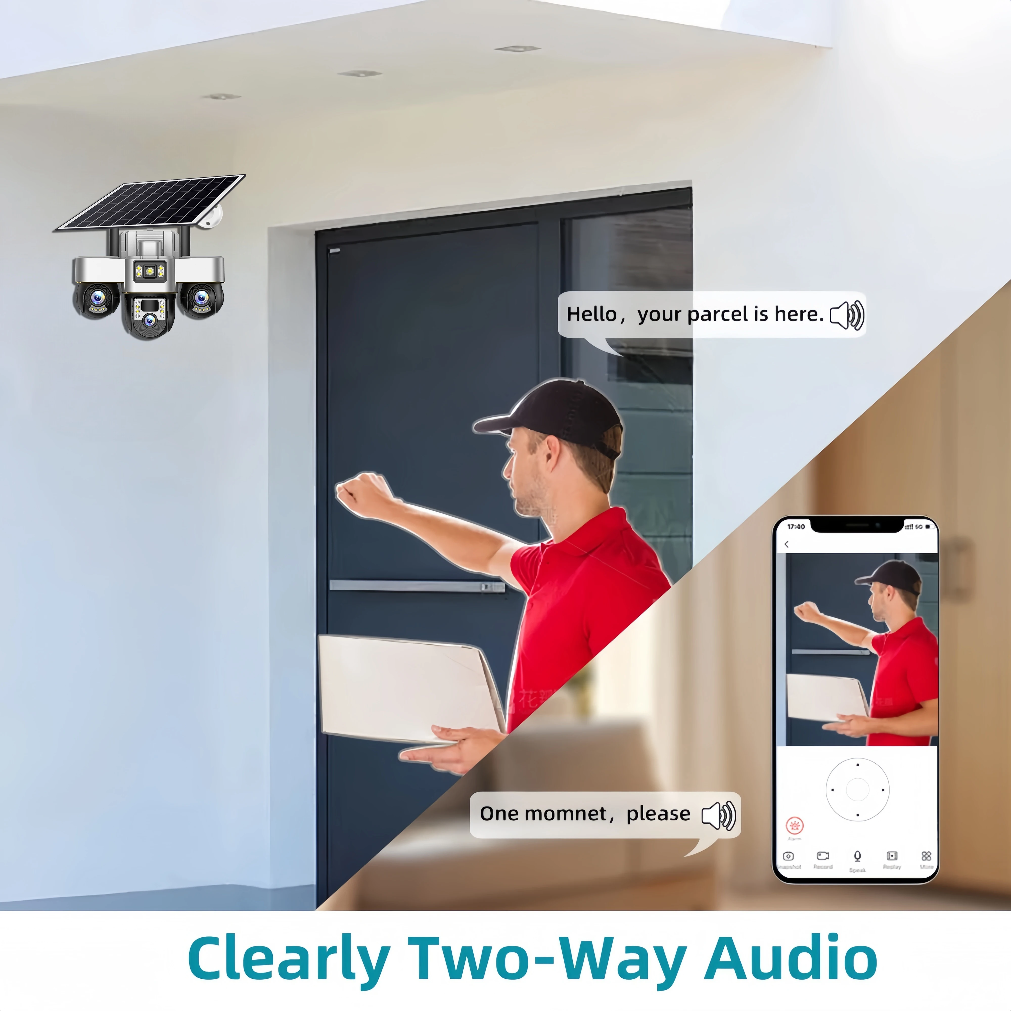 4G Solar Cameras Outdoor Three Lens Three Screen 15MP Support PTZ Control 10X Zoom Security Battery Surveillance V380 Pro Camera