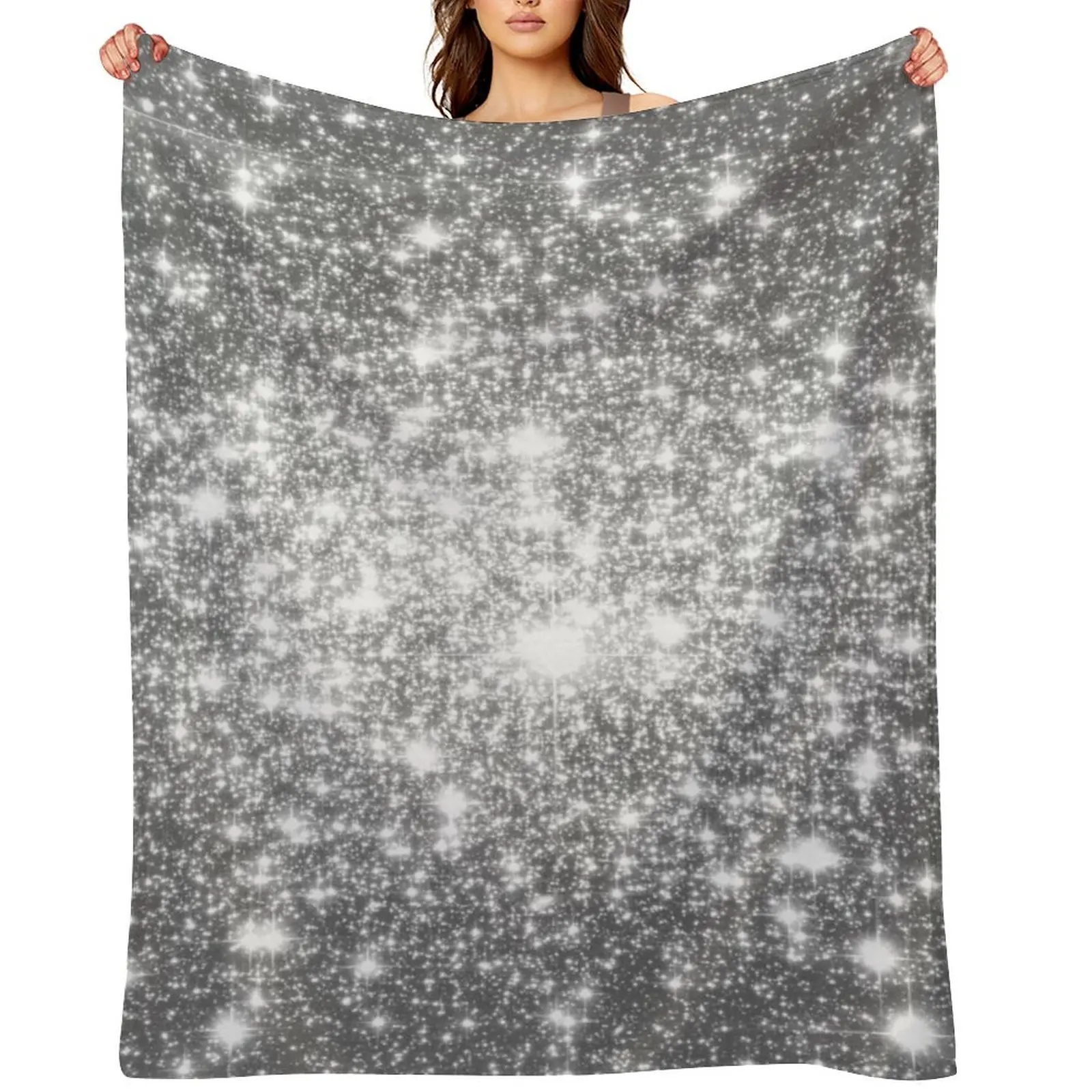 

Galaxy Sparkle Stars Silver Gray Throw Blanket Summer Retros Luxury St Summer Beddings Blankets