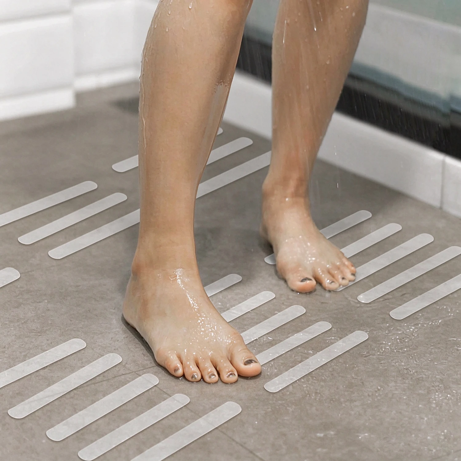 32 Pieces of Bathroom Bathtub Safety Anti-Slip Traction Tape, 2cm X 15cm, No Cutting Required, Self-Adhesive, Suitable for Indoor and Outdoor Stairs, Bathtubs, Swimming Pools, and Boats, Peva Transparent Anti-Slip Adhesive Tape, Safety Anti-Slip Roll Tape for Step Anti-Slip