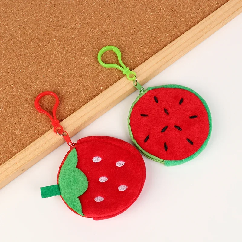 1 pz carino frutta forma peluche portamonete anguria ananas arancione fragola borsa portachiavi tasca portamonete per bambini portafoglio