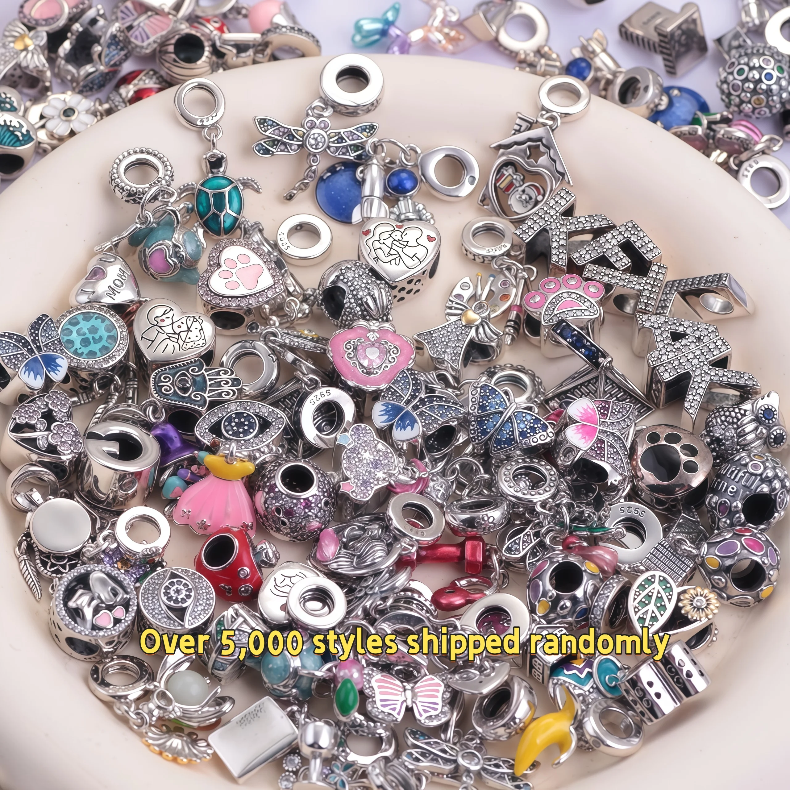 Over 5,000 Styles Shipped Randomly DIY Charm 925 Sterling Silver Pendant Suitable for Original Bracelet DIY Fun Bracelet Jewelry