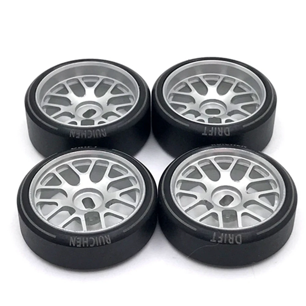 4Pcs Metal Wheel Rim Hard Plastic Drift Tire Tyres for Wltoys 284131 K969 K989 P929 Mini-Z 1/28 RC Car Upgrades Parts,3