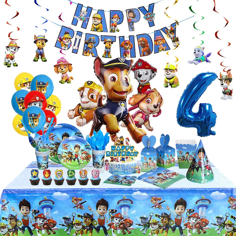 PAW Patrol Dog Birthday Party Decoration Group Decorative Suit Disposable Tableware Combination Balloons For Kids Party Supplies