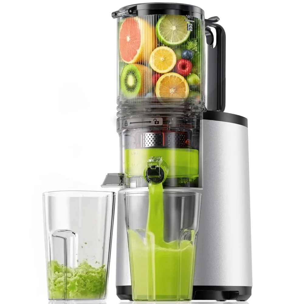 

EUHOMY 5.5 Large Feed Chute Masticating Juicer, 250W, 99.6% Juice Yield, Easy Operation