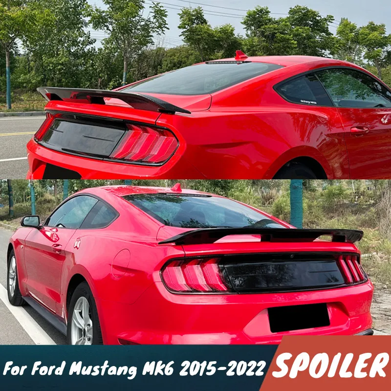 

For Ford Mustang MK6 2015-2022 GT500 Style Carbon Glossy Black Rear Trunk Lid Car Spoiler Wings Exterior Tuning Accessories