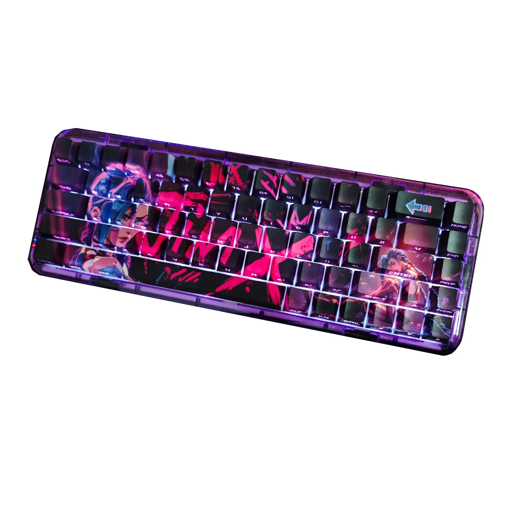 PBT Keycaps Jinx Anime Keycap Cherry Profile Dye Sublimation Caps For 61 68 75 87 104 Mechanical Keyboard Side Print Keycap