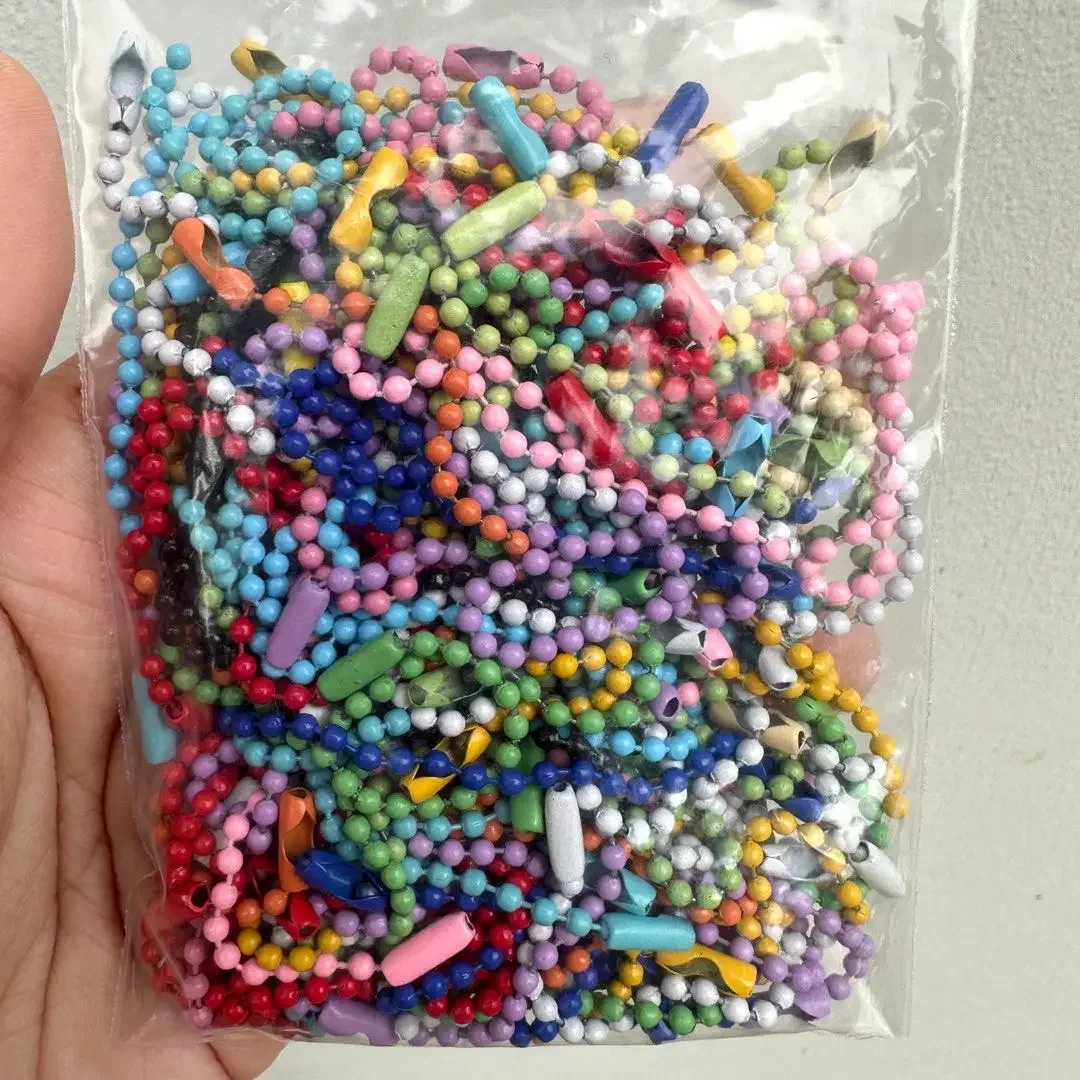 10/50pcs Colorful Ball Bead Chains Fits Key Chain/Dolls/Label Hand Tag Connector for DIY Bracelet Jewelry Making Accessorise