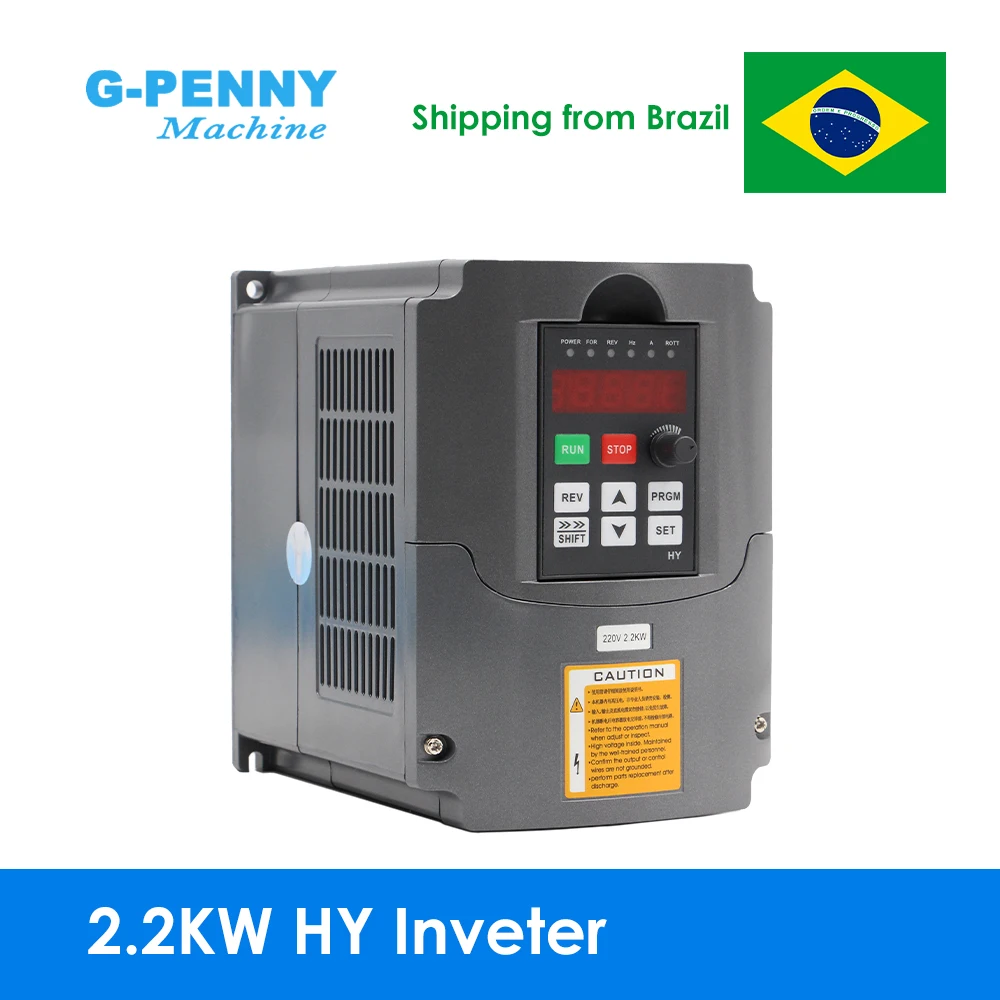 Huanyang-CNC Spindle Motor Speed Control Inverter, unidade de freqüência variável, 0-400Hz, saída 3P, 110V, 380V, 2.2kW, VFD