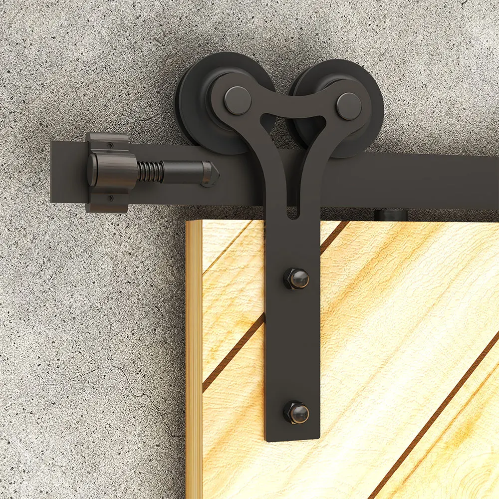 Kit de Hardware de Porta de Celeiro Deslizante Pesado Suave e Silencioso Fácil de Instalar Painel Único Estilo em Forma de y