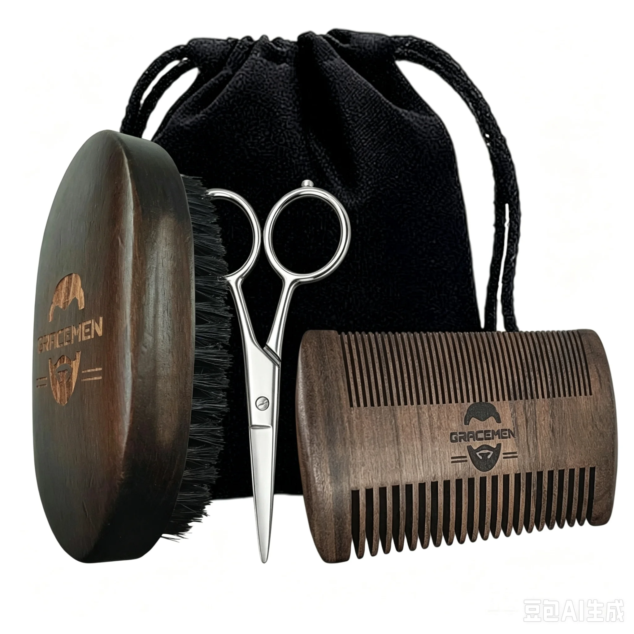 Mens Grooming Kit Gift Set - Gracemen Baard Kit - Retro Baardborstel