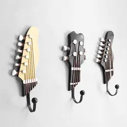 3pcs/Set Creative Resin Hook Guitar Head Shaped Hanger Key Clothes Hat Coat Towel Wall Holder Home Kitchen Storage Tools