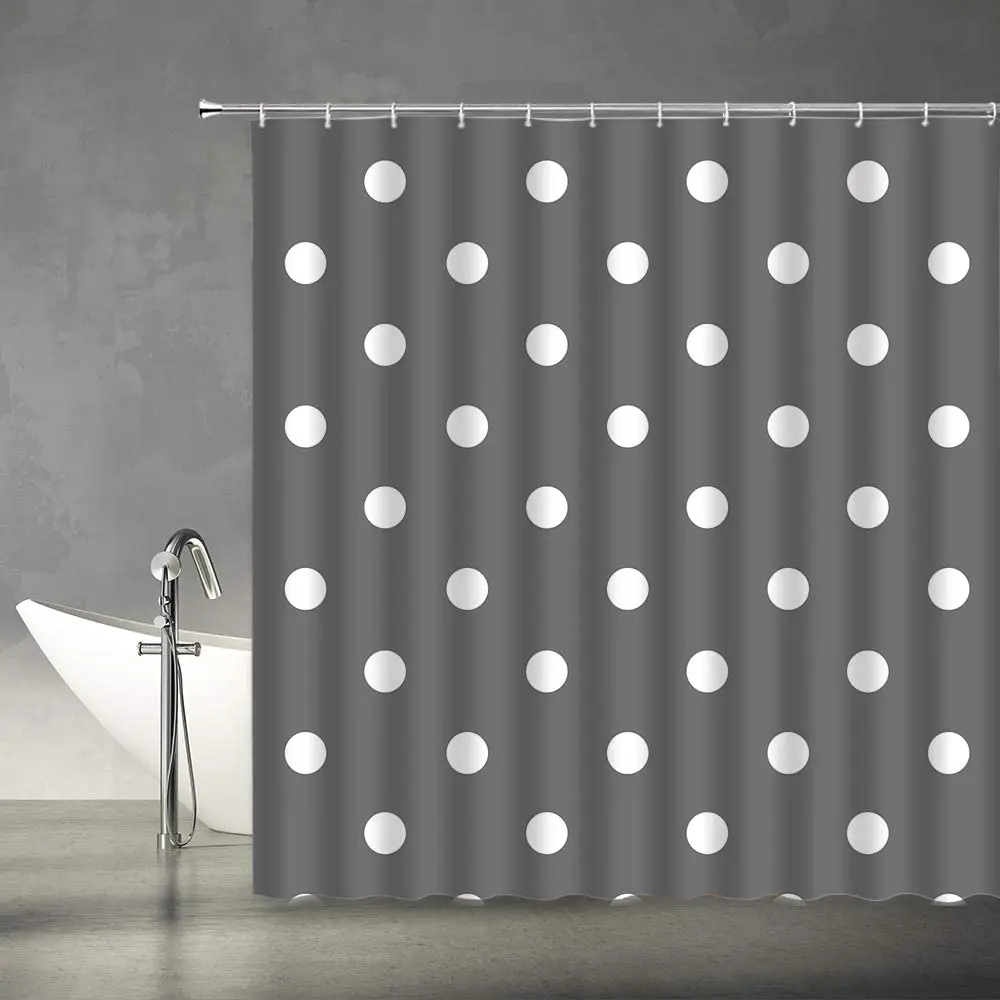 Polka Dot Shower Curtain Vintage Black and White Doodle Polka Dots Fashion Bathroom Curtains Decor Polyester Fabric Sets Hooks