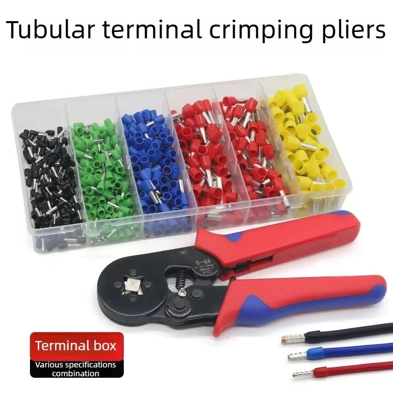 Cold Press Terminal Crimping Pliers E2508 for VE Tube Pin Set Copper Lug Switch Socket Connector Electrical Wire Harness