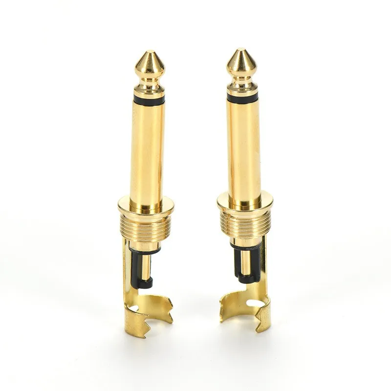 10PCS 6.35MM Mono Pin TS Male 1/4 Inch Oxygen Free Red Copper Audio Plug Lossless Sound Quality 57L For DIY Repair Audio Cable