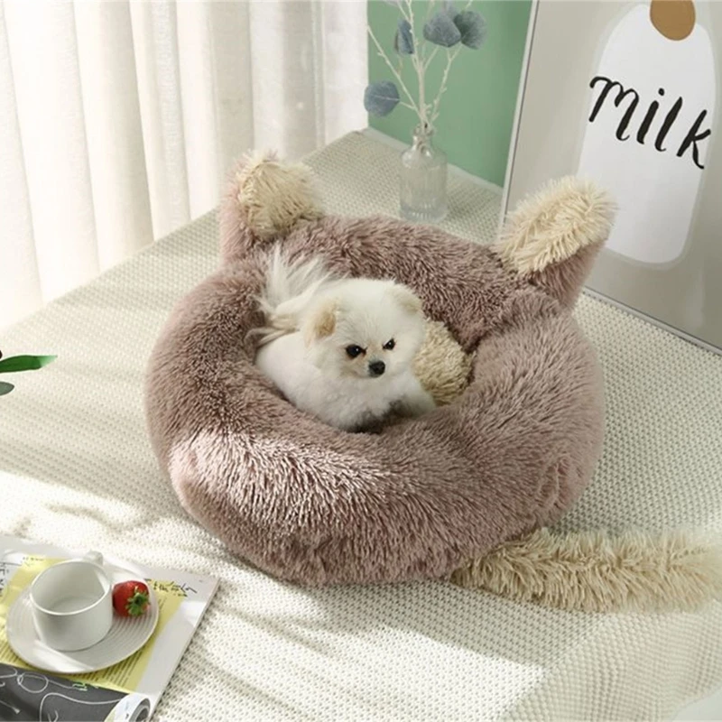 Cartoon Pet Bed Kitten Puppy Birthday Gift for Pet Rabbit Ears Tail for Dogs and Cats Warm Nest Relaxing Bed 6XDE