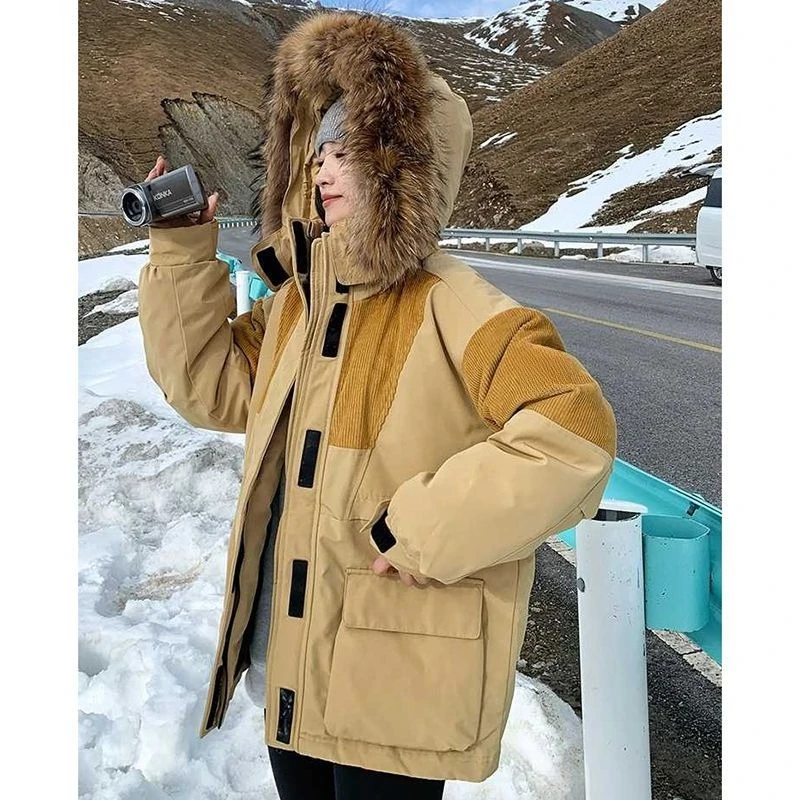 Manteau de couple surdimensionné de haute qualité, fabriqué en tissu de coton overlock, hiver 2025