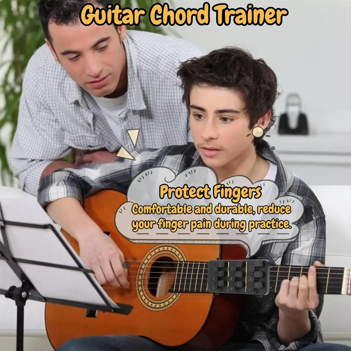 ABST Guitar Chord Trainer Tool Learning System Assist Finger Teaching Aid Fits for Beginner Guitar Teaching Aid Guitar