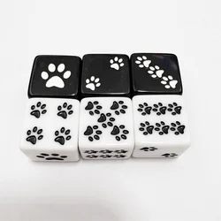 10Pcs/set High quality New Supply 16mm Resin Square Corner Black Bear Paw Pattern Point Dice For Board Game Accessories