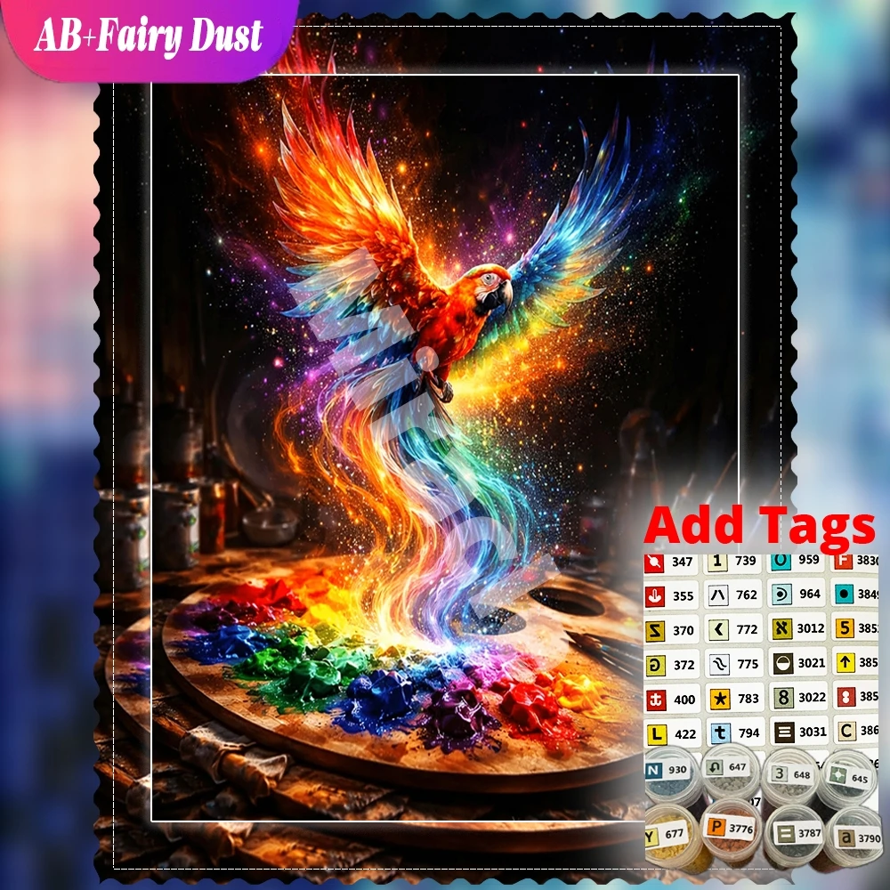 AB Fairy Dust DIY Diamond Mosaic Animal Fantasy Full Square Round Painting rainbow phoenix bird Embroidery Decor For Home