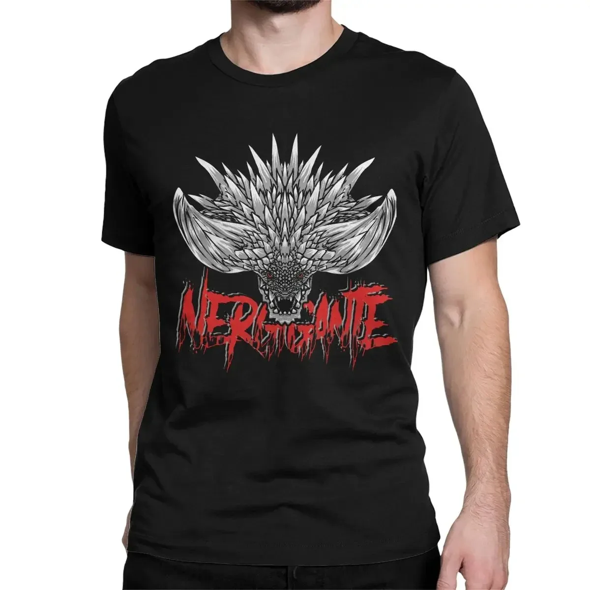 Men Print T-Shirts Nergigante Monster Hunter World Leisure Pure Cotton Tees Short Sleeve T Shirts Round Neck Tops Summer