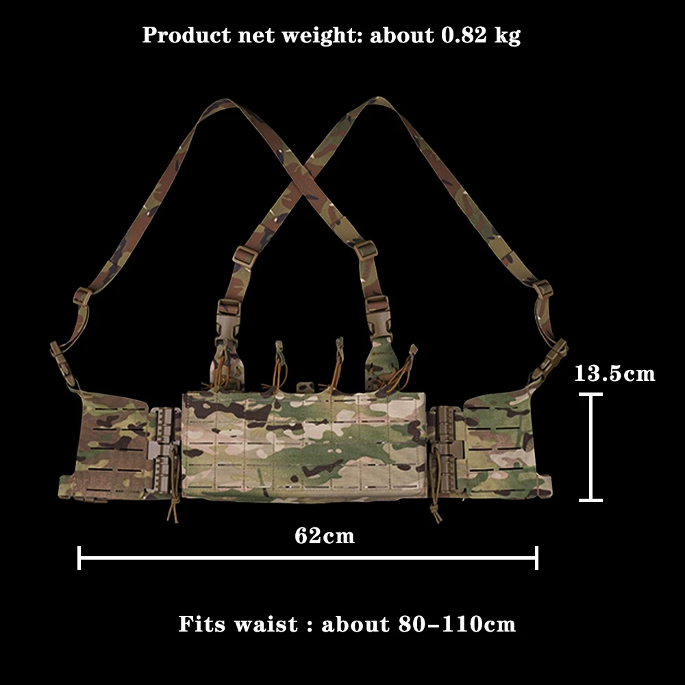 Airsoft Shooters Vest Knight Tactical Chest Rig With Quadruple 5.56 & 7.62 Mag Pouch Front Panel MOLLE Hanging Storage Item Bag