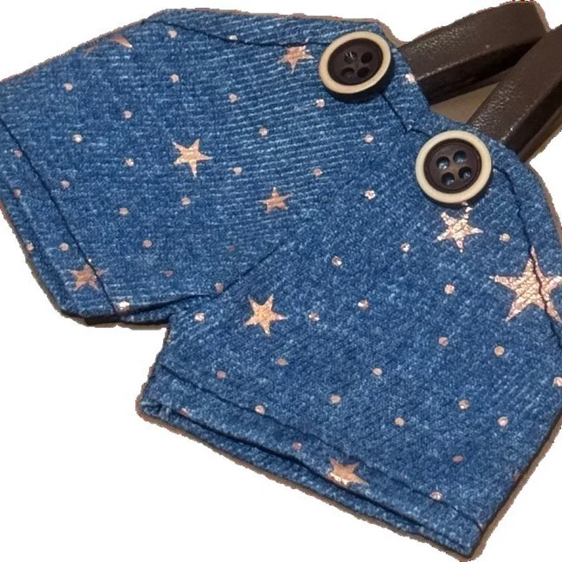 جينز الخماسي المتلألئ مع الحمالات عصرية ومناسبة لدمى لابوبو لتغيير الملابس وتطابق مع ملابس الدمى