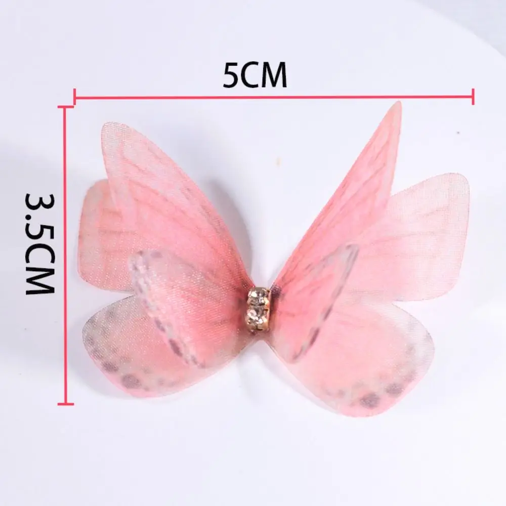 50Pcs 3D Organza Fabric Butterfly Appliques Double-layer Handmade Chiffon Butterfly Embroidered Patches Gauze