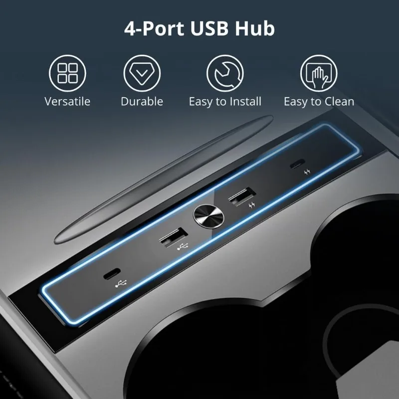 테슬라 모델 3 Y 2021-2022 27W 고속 충전기 USB 스플리터 허브 지능형 도킹 스테이션 전원 확장 고속 충전 썸네일 4
