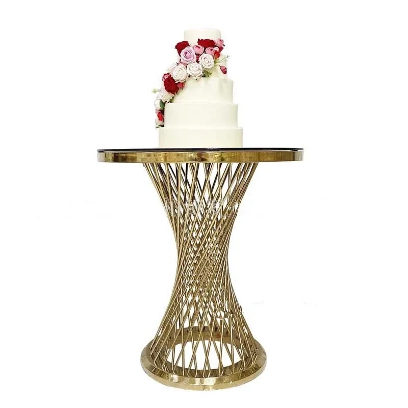 3 Pack Shiny Galvanized Gold Party Background Pedestal Stand Flower Balloon Arch Pedestal Table Column Cake Stand Wedding Desser