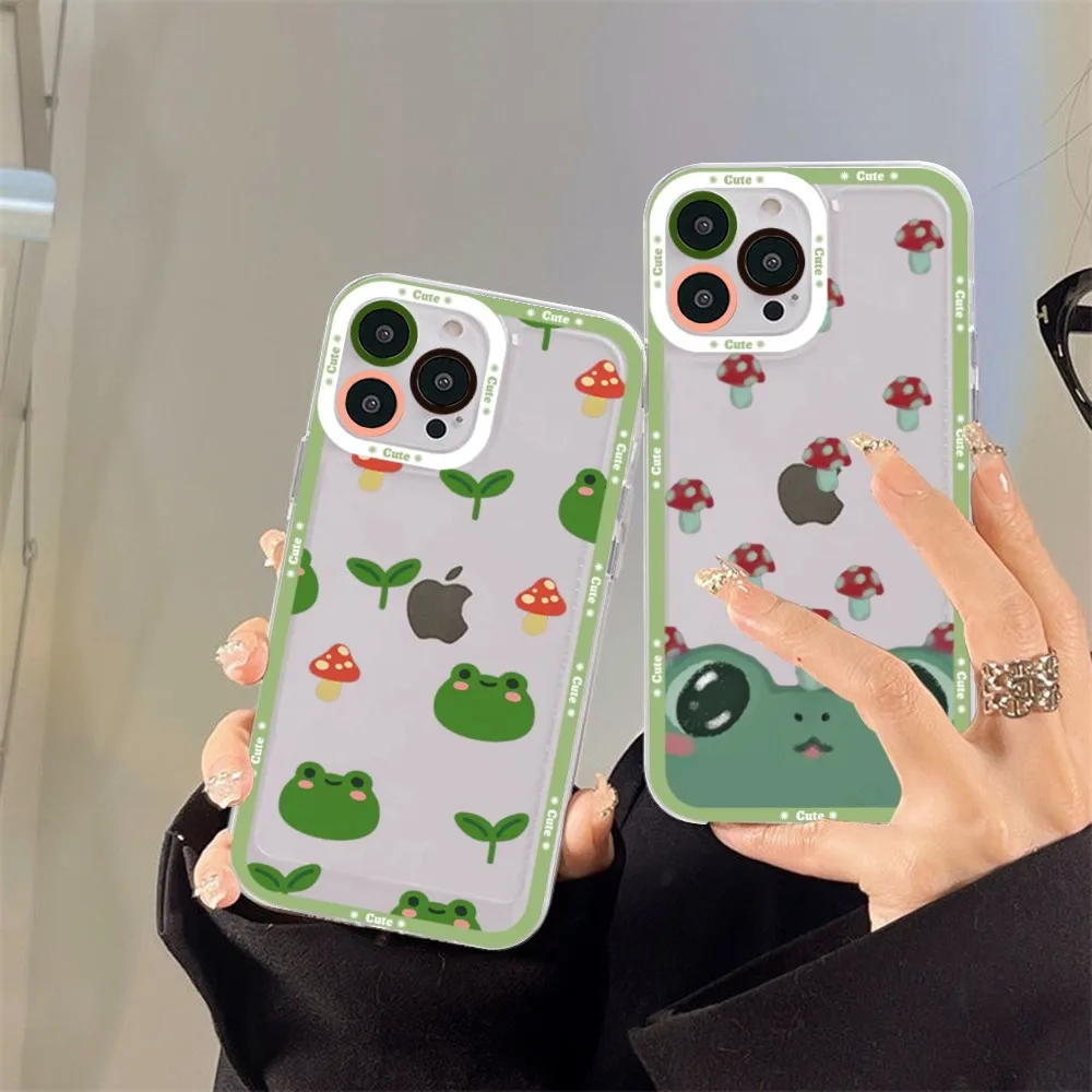 Mushrooms cute frog Phone Case For Redmi 7 8 9 A For Redmi Note 5 7 8 9 10 11 Pro Max 4G 5G Funfas