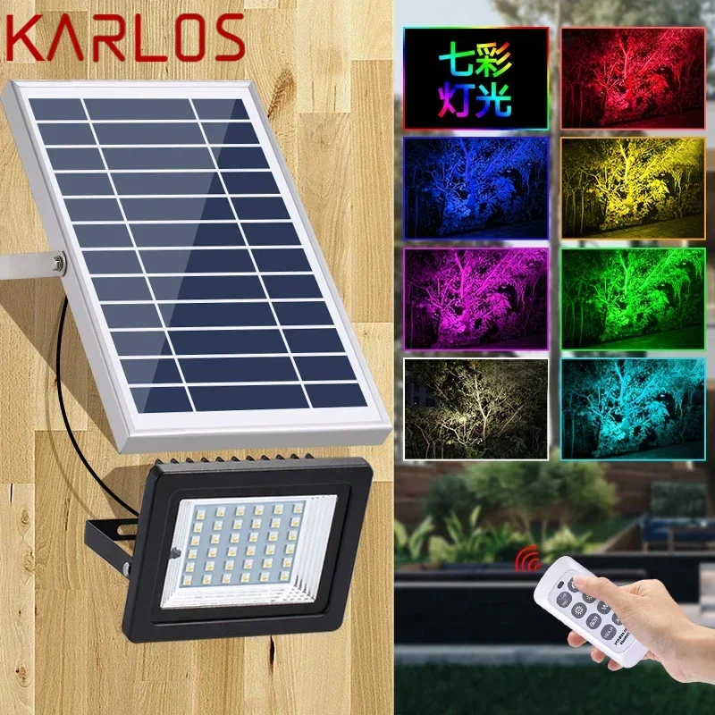 KARLOS Outdoor Solar Flood Light Remote Control Wall Mounted Waterproof IP65 Colorful Gradient LED For Courtyard Street Lamp