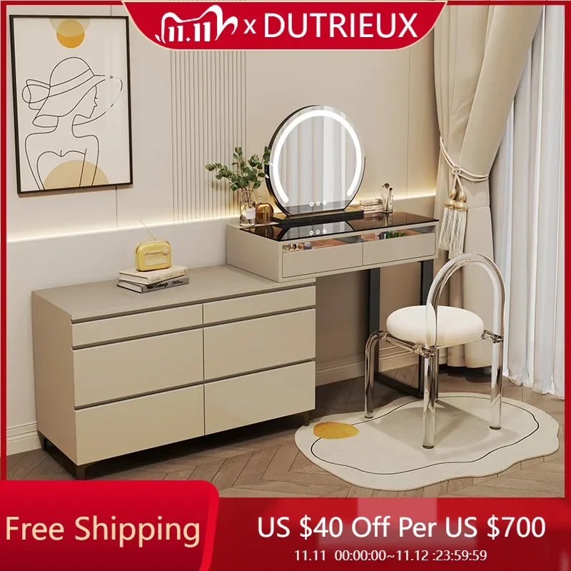 

Led Light Mirror Dressing Table Hollywood Luxury Girls European Dressing Table Organizer Bedroom Comoda Pra Quarto Furniture