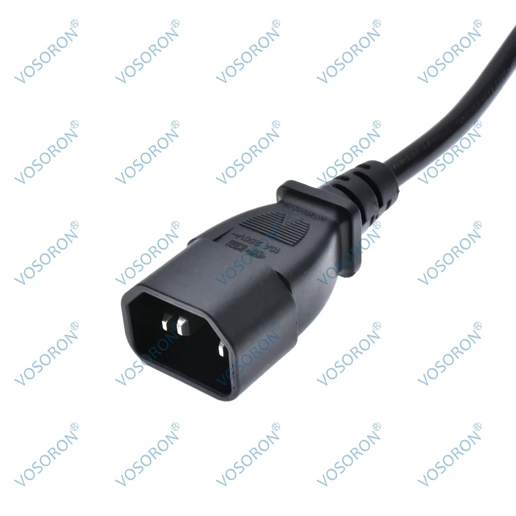 IEC 320 90 Degree C13 3 Pin Female to C14 3 Pin Male PDU Power Supply Extension Cord for Computer LED HDTV Monitor and Scanner