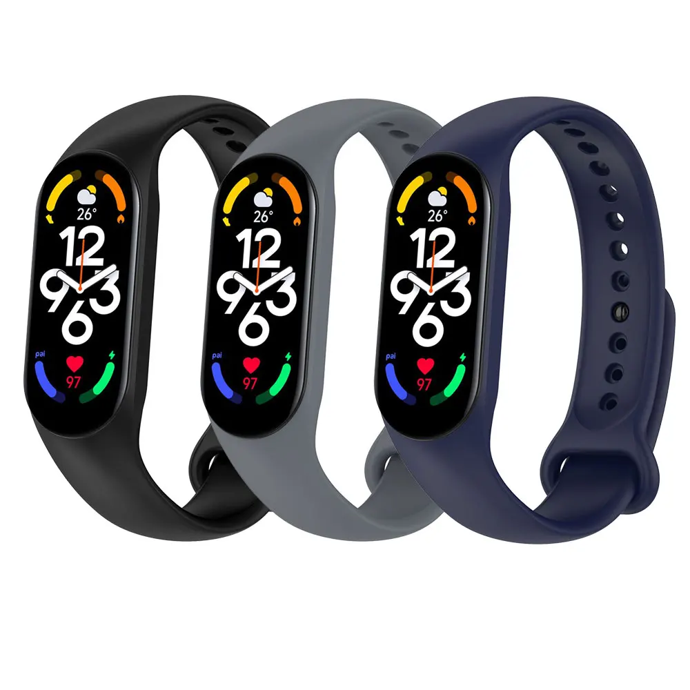 Correa de silicona para Xiaomi Mi Band 7, pulsera deportiva de silicona, 3 unidades