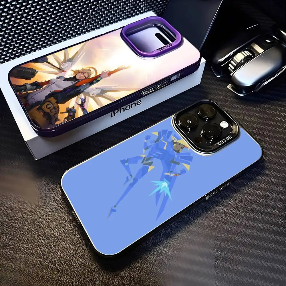 

1-1pc Game O-Overwatch Phone Case For iPhone17,16,15,14,13,12,11 Plus,Pro Max Purple Matte Shockproof Cover