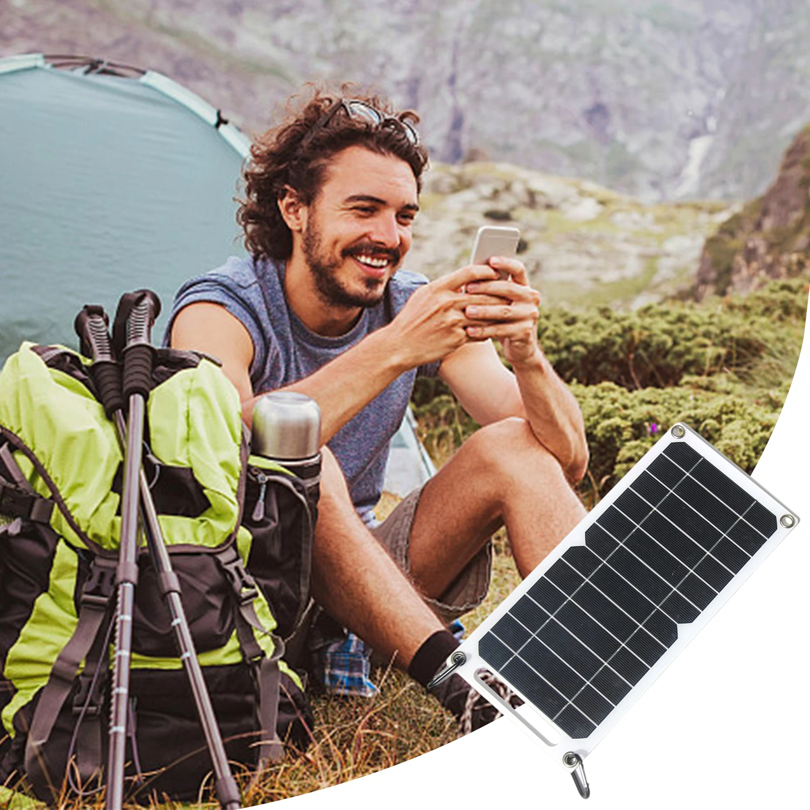 Portable Solar Charger 5V Outdoor Solar Phone Charging Panel Flexible Solar Panel Backpack Solar Charger For Outdoor