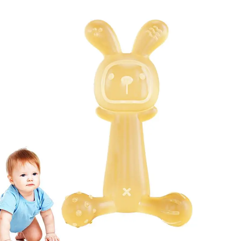 Teething Toys Rabbit Shaped Teething Toys for Babies 3 Months Soft Q-Elasticity Silicone Teether to Soothe KidsEmotions