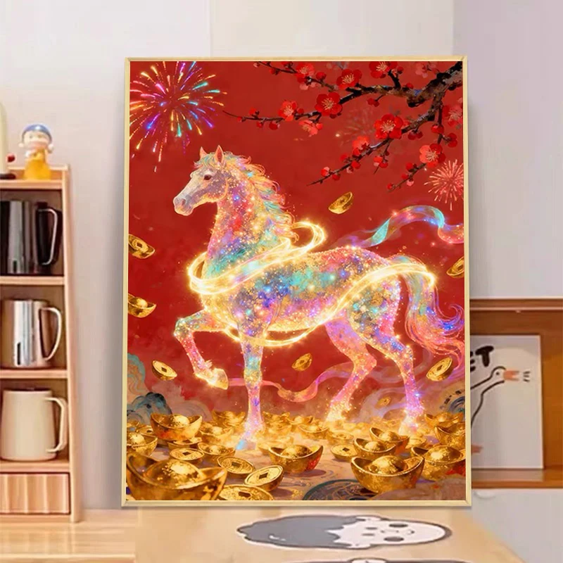 

New Year Starry Flash 5D Diamond Painting DIY Handmade Stick on Sparkling Diamonds Living Room Decor Cross St...