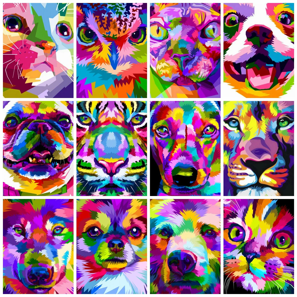 5D Diy Diamond Painting Animal Face Coloured Drawing or Pattern Embroidery Mosaic Cross Stitch Kits Home Decor New Arrivals 2023