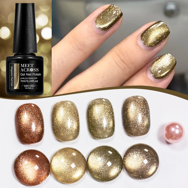 Platinum Glitter Cat Magnetic Gel Nail Polish Mystery Light Glass Beads Cat Eye Semi Permanent Soak Off UV Gel Varnish Nails Art