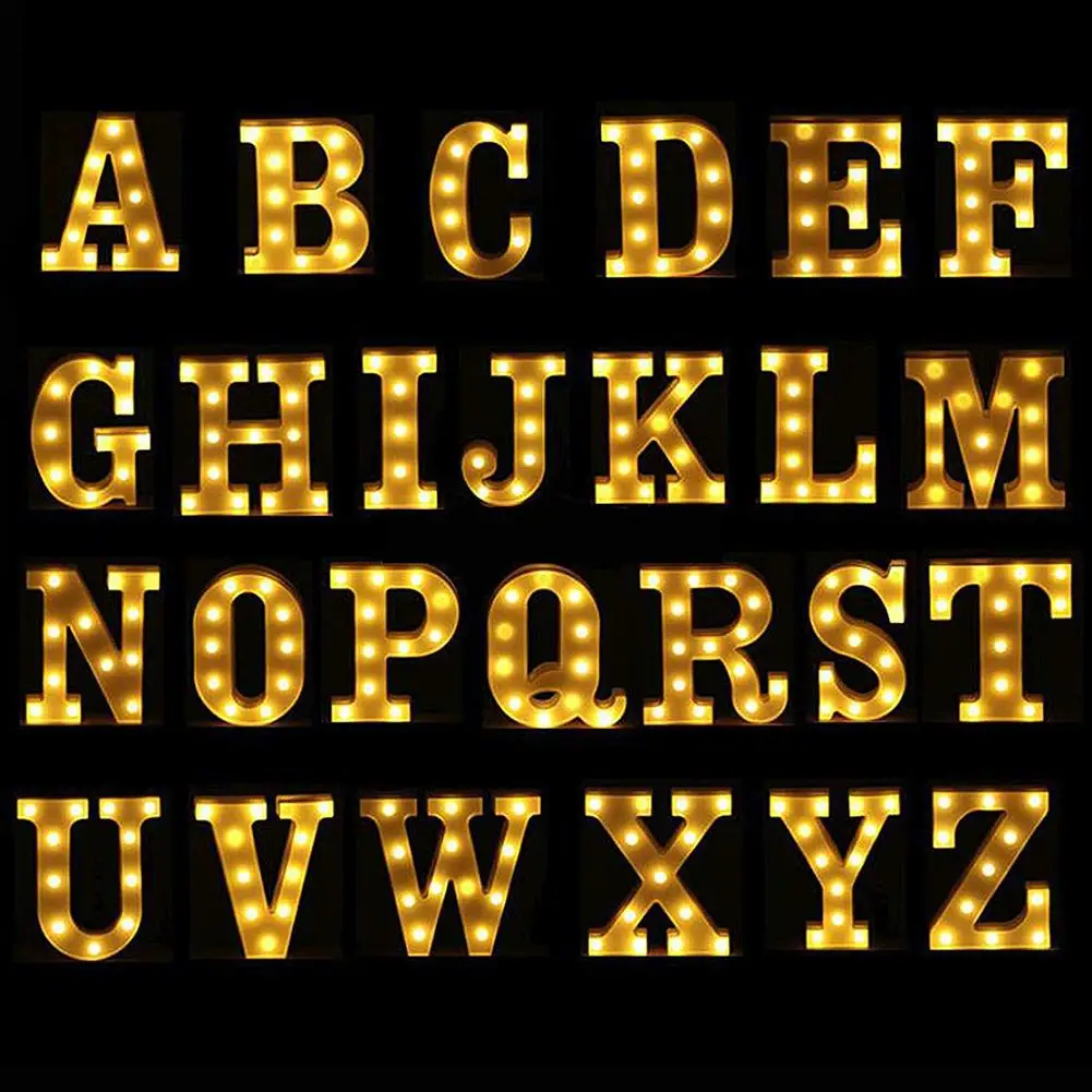 16/21cm diy luzes luminosas levou letra noite luz criativa letras alfabeto número bateria lâmpada romântico decoração do partido