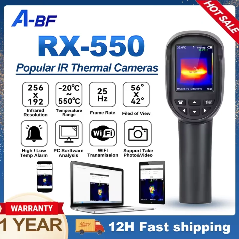 A-BF RX-550 Infrared Thermal Imager 256x192 for Water Pipe Leak, PCB Test Circuit,Floor Heat Pipe Detect,Handheld Thermal Camera