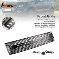 Matt Black Front Bumper Grill Grille Fit for Ford Ranger T6 2012 2013 2014 w/ LED Light
