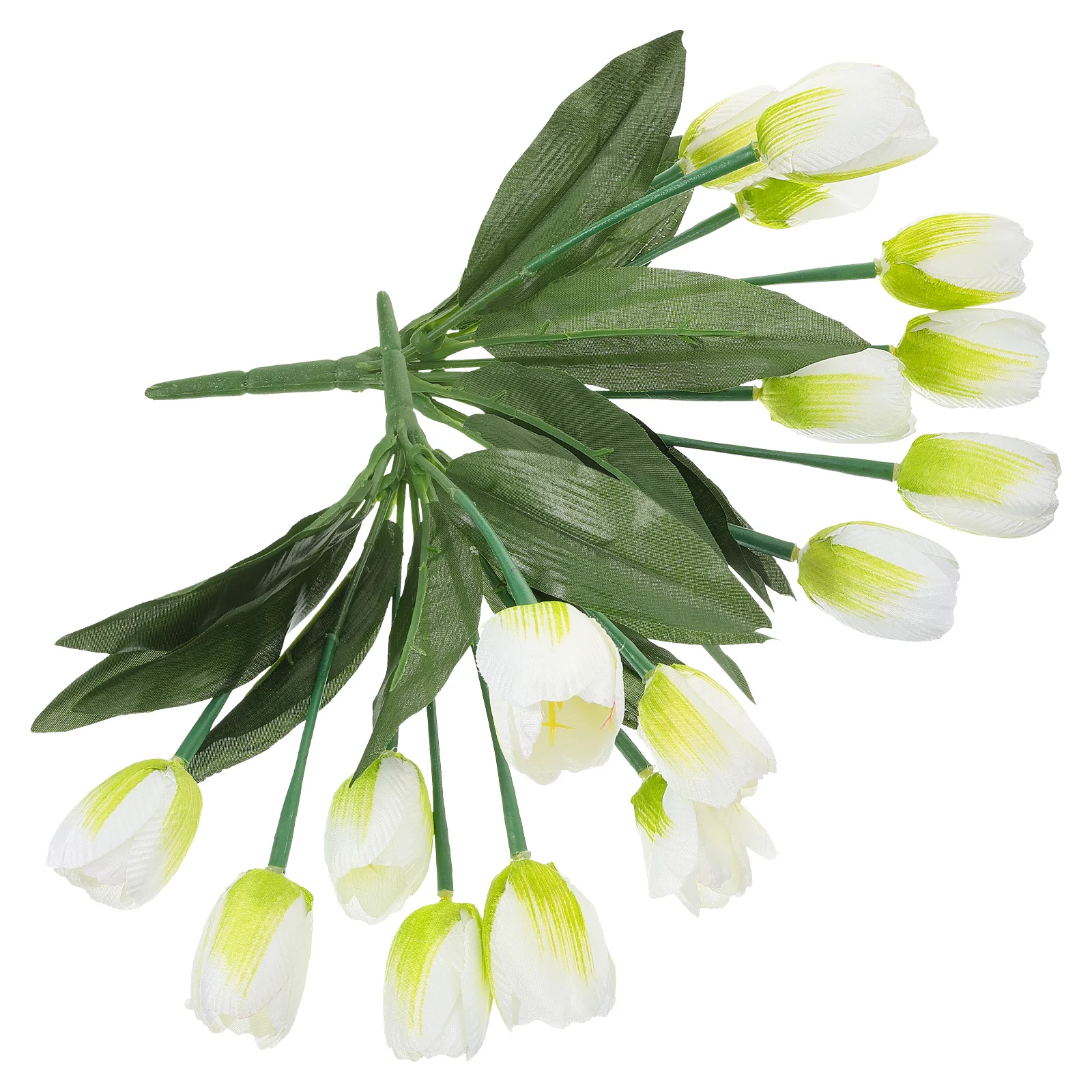 

2pcs Artificial Tulips Bouquet Fake White Flowers Realistic Home Decor Wedding Photo Prop 9 Heads Per Bunch Faux Flower