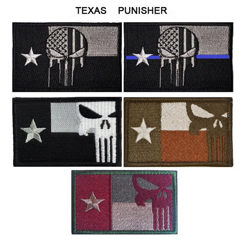 1PC 3D Embroidery Texas Flag United States Texas Red White and Blue Flag Hook and Loop Badge Textile Embroidery Accessories Spot