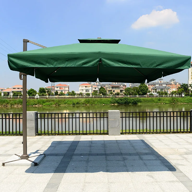 

Factory direct sales large outdoor umbrella canvas aluminum wood grain polo garden parasol